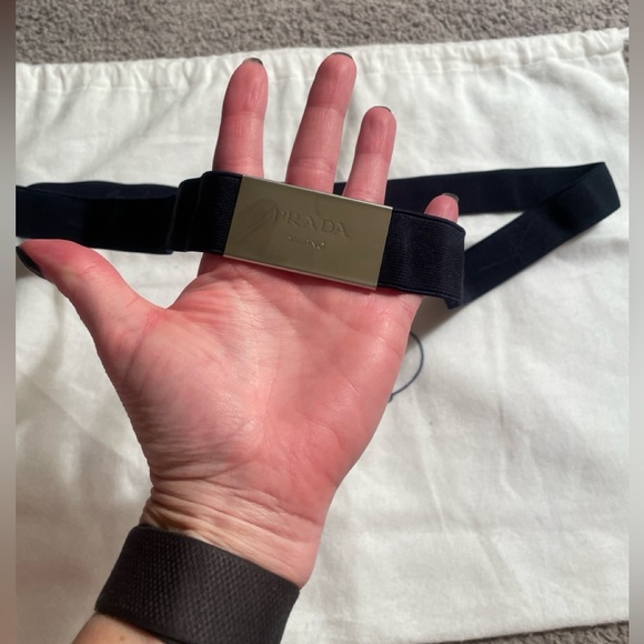 Prada Elastic Strap in Navy for Box or Belt with Silver Buckle - Picture 2 of 3